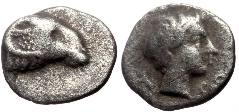 Troas, Kebren AR Hemiobol (Silver, 0.33g, 8mm) ca 400-310 BC
Obv: Head of Apollo...