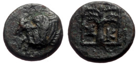 Troas, Skepsis AE (Bronze, 1.18g, 10mm) ca 400-310 BC
Obv: Forepart of Pegasos to left.
Rev: Σ-Κ Palm tree; all within linear square.
Ref: SNG Copenha...
