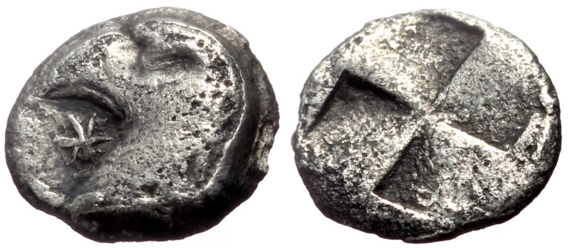 Aeolis, Kyme AR Hemiobol (Silver, 0.33g, 8mm) ca 450-400 BC. 
Obv: Head of eagle...