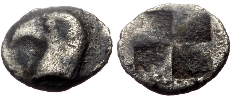 Aeolis, Kyme AR Hemiobol (Silver, 0.37g, 8mm) ca 450-400 BC. 
Obv: Eagle's head ...