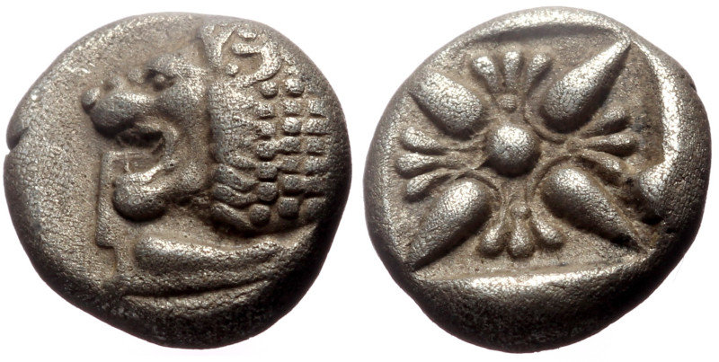 Ionia, Miletos AR Diobol (Silver, 1.06g, 10mm) circa 525-475 BC 
Obv: Forepart o...