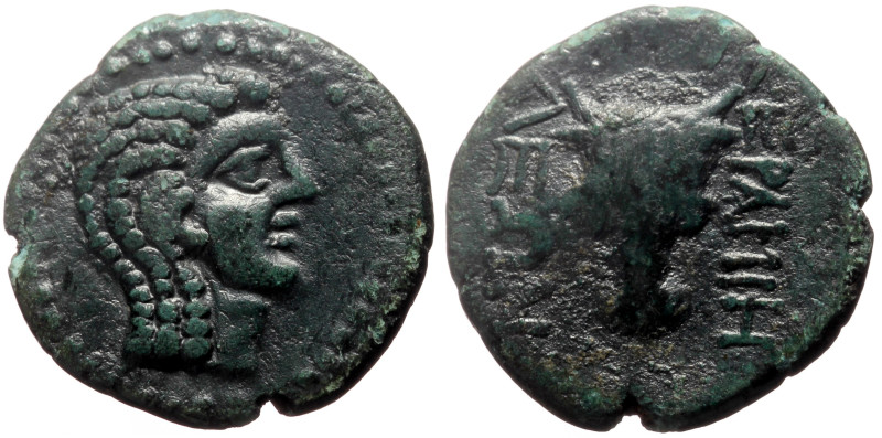 Caria, Keramos AE (Bronze, 3.92g, 19mm) ca 167-129 BC Leon, magistrate. 
Obv: Ar...