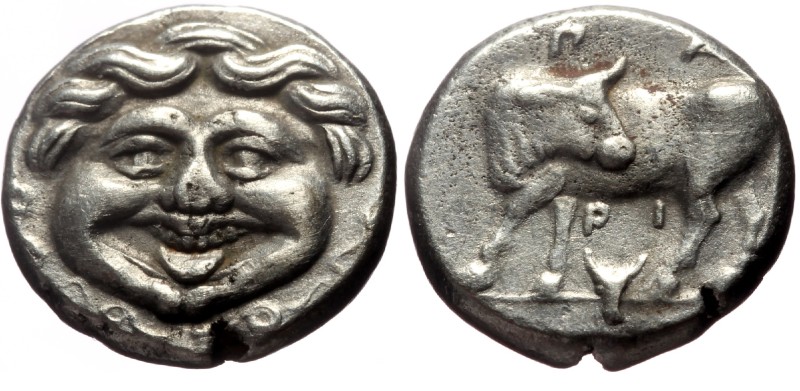 Mysia, Parion AR Hemidrachm (Silver, 2.38g, 13mm) ca 400-300 BC.
Obv: Facing go...