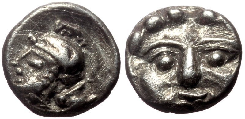 Pisidia, Selge AR Obol (Silver, 0.96g, 9mm) ca 350-300 BC Obv: Facing gorgoneion...