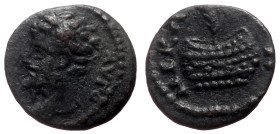 Very rare, first time seen on the market"
Bithynia, Nicaea AE (Bronze, 1.46g, 13mm) Septimius Severus (193-211)
Obv: [CEOYHΡOC] AYΓO, draped bust ri...