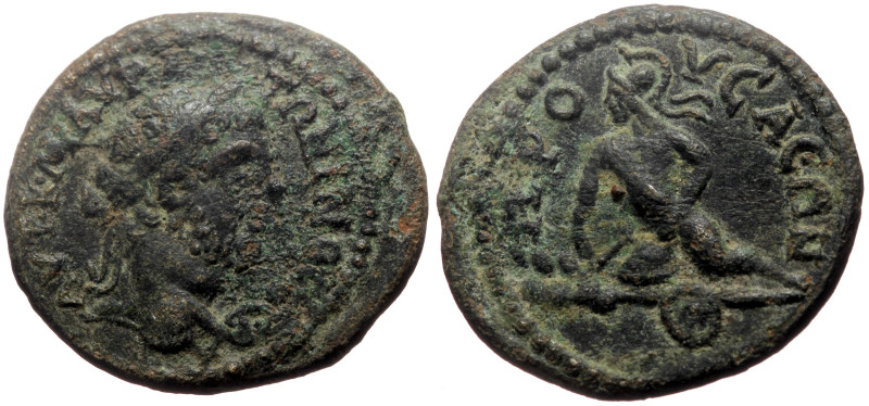 Bithynia, Prusa AE (Bronze, 7.12g, 24mm) Caracalla (198-217)
Obv: AVT K M AVP A...