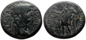 Phrygia, Aezanis AE (Bronze, 6.00g, 19mm) Claudius (41-54) 
Obv: KΛAYΔIOC KAICAP, Laureate head of Claudius, right.
Rev: AIZANITΩN, Zeus standing left...