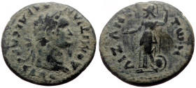 Phrygia, Aezani AE (Bronze, 3.80g, 21mm) Domitian (81-96) Obv: ΔΟΜΙΤΙΑΝΟϹ ΚΑΙϹΑΡ ϹƐΒΑϹ; laureate head of Domitian, r.
Rev: ΑΙΖΑΝƐΙΤWΝ; Athena, helmete...