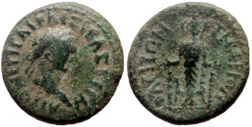 Phrygia, Tiberiopolis AE (Bronze, 4.34g, 20mm) Trajan (98-117) 
Obv: ΑΥΤΟ ΝΕΡ ΤΡΑΙ ΚΑΙ ΣΕΒΑΣ ΓΙΡΜ (sic); laureate head of Trajan, r.
Rev: ΤΙΒΕΡΙΟΠΟΛΕΙ...