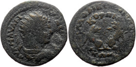 Phrygia, Laodikeia ad Lycum AE (Bronze, 7.36g, 27mm) Caracalla (198-217) Dated CY 88 (210/1)
Obv: AV K M AV ANTΩNЄINOC, radiate, draped and cuirassed ...