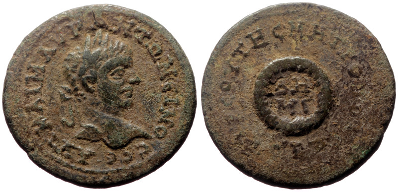 Cilicia, Tarsus AE (Bronze, 9.15g, 28mm) Elagabalus (218-222)
Obv: AVT KAI M AVP...