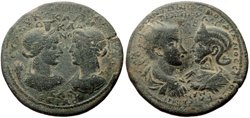 Cilicia, Seleucia ad Calycadnum AE (Bronze, 23.93g, 37mm) Gordian III and Tranqu...