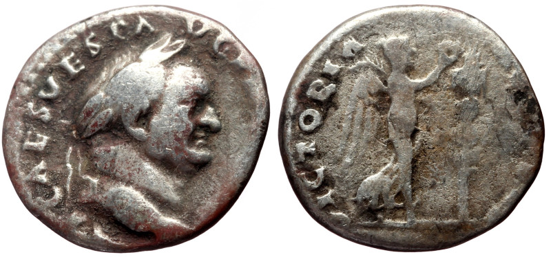 Vespasian (69-79) AR Denarius (Silver, 3.05g, 17mm) Rome.
Obv: IMP CAES VESP AVG...