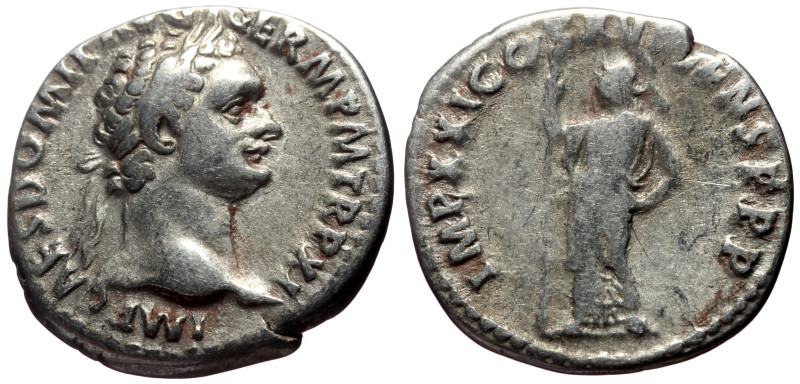 Domitian (81-96) AR Denarius (Silver, 3.32g, 19mm) Rome, 92 
Obv: IMP CAES DOMIT...