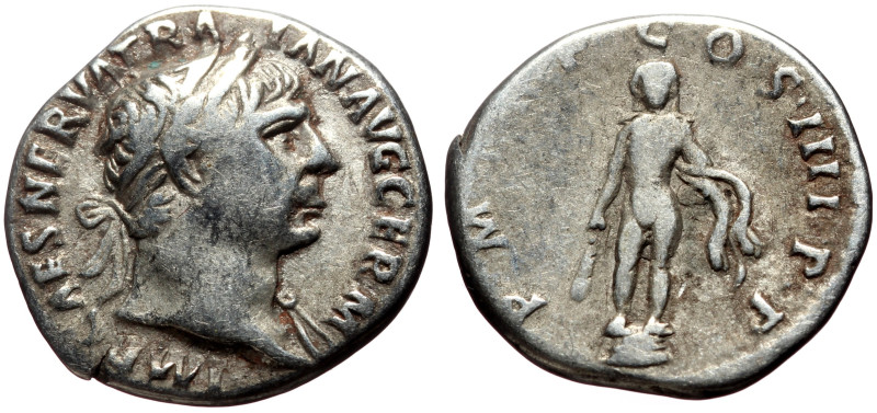 Trajan (98-117) AR Denarius (Silver, 3.40g, 18mm) Rome, 101-102. 
Obv: IMP CAES ...