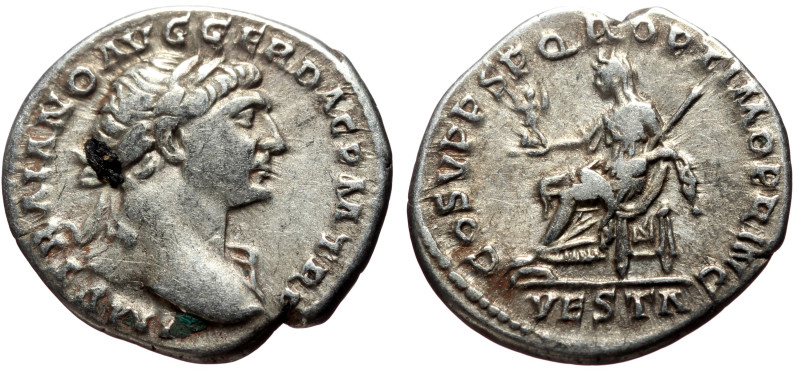 Trajan (98-117) AR Denarius (Silver, 3.11g, 19mm) Rome
Obv: IMP TRAIANO AVG GER ...