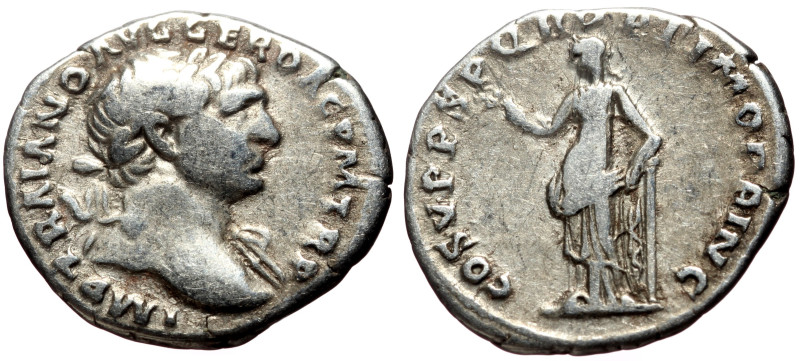 Trajan (98-117) AR Denarius (Silver, 3.12g, 20mm) Rome.
Obv: IMP TRAIANO AVG GER...