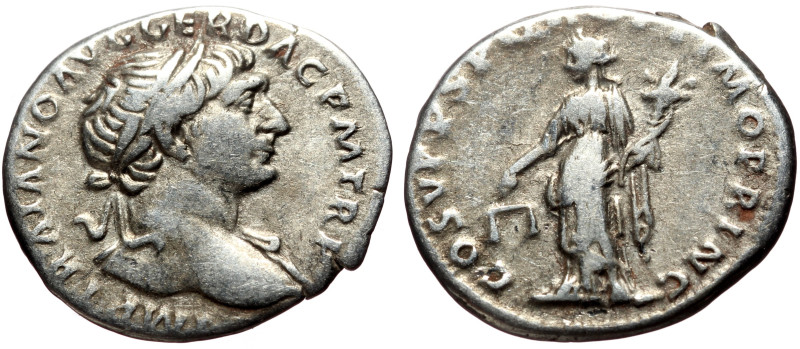 Trajan (98-117) AR Denarius (Silver, 3.06g, 18mm) Rome.
Obv: IMP TRAIANO AVG GER...