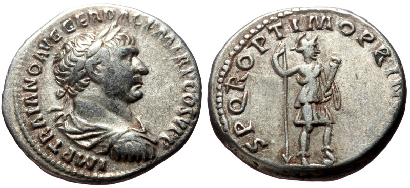 Trajan (98-117) AR Denarius (Silver, 3.44g, 18mm) Rome.
Obv: IMP TRAIANO AVG GER...