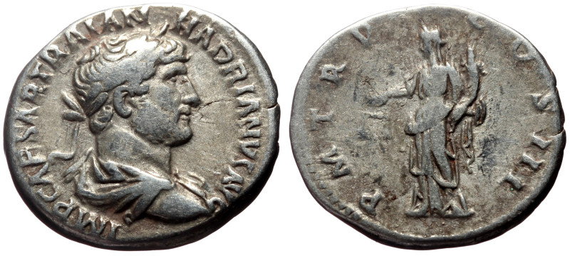 Hadrian (117-138) AR Denarius (Silver, 3.39g, 18mm) Rome, 119-123. 
Obv: IMP CAE...