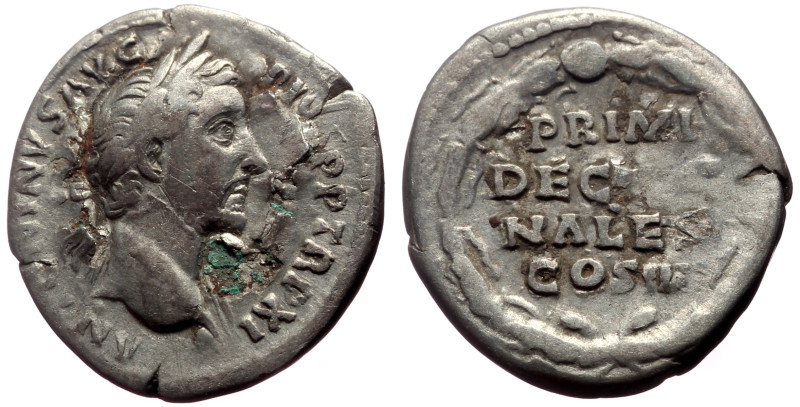 Antoninus Pius (138-161) AR Denarius (Silver, 18mm, 2.82g) Rome, 147/8. 
Obv: AN...