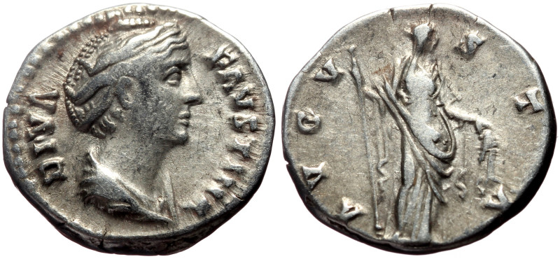 Diva Faustina I (Died 140/1) AR Denarius (Silver, 3.33g, 17mm) Rome.
Obv: DIVA F...