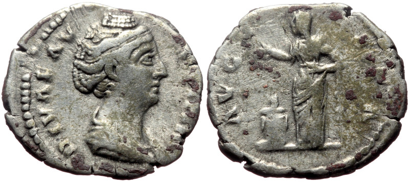 Diva Faustina I (Died 140/1) AR Denarius (Silver, 18mm, 2.87g) Rome.
Obv: DIVA F...