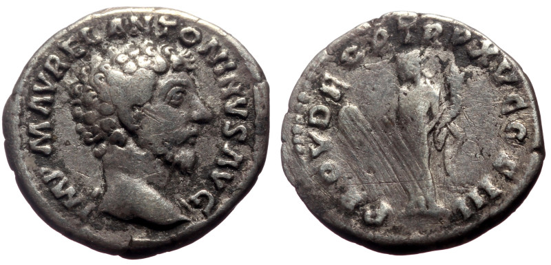 Marcus Aurelius (161-180) AR Denarius (Silver, 18mm, 2.86g) Rome, 161. 
Obv: IMP...