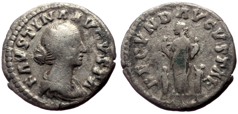 Faustina II (147-175) AR Denarius (Silver, 3.00g, 17mm) Rome
Obv: FAVSTINA AVGVS...