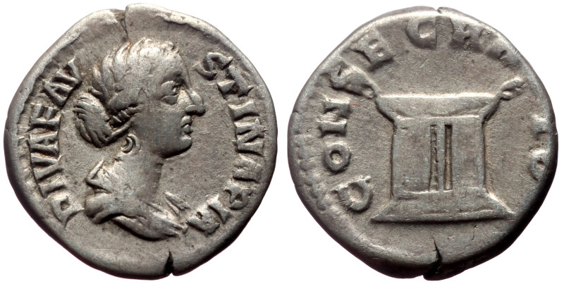 Diva Faustina II (Died 175/6) AR Denarius (Silver, 3.31g, 19mm) Rome.
Obv: DIVA ...