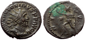 Victorinus (269-271) AE Antoninianus (Bronze, 2.80g, 19mm) Obv. IMP C PIAV VICTORINVS P F AVG, radiate, draped and cuirassed bust right.
Rev. INVICTVS...