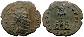 Claudius II Gothicus (268-270) AE Antoninianus (Bronze, 2.72g, 20mm) Cyzicus.
Obv. IMP C M AVR CLAVDIVS AVG, Radiate, draped and cuirassed bust to rig...