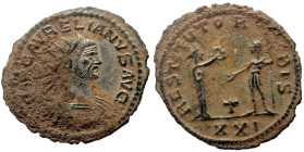 Aurelian (270-275) AE silvered Antoninianus (Bronze, 2.85g,24mm) Antiochia, early-autumn 275. 
Obv: IMP C AVRELIANVS AVG Radiate and cuirassed bust of...
