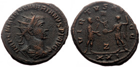 Numerian (283-284) AE Antoninianus (Bronze, 3.77g, 20mm) Antioch.
Obv: IMP C M AVR NVMERIANVS P F AVG, Radiate, draped and cuirassed bust right.
Rev: ...