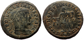 Diocletian (284-305) AE Follis (Bronze, 10.21g, 27mm) Aquileia, 301. 
Obv: IMP DIOCLETIANVS P F AVG, laureate head right 
Rev: SACRA MONET AVGG ET CAE...