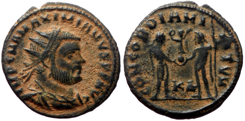 Maximianus Herculius (286-305) AE (Bronze, 3.66g, 22mm) Cyzicus 295-299. 
Obv: I...
