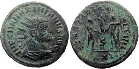 Maximian Herculius AE Radiate (Bronze, 3.50g, 21mm) Cyzicus, 293-295. 
Obv: IMP C M A MAXIMIANVS AVG, radiate, draped and cuirassed bust to right 
Rev...