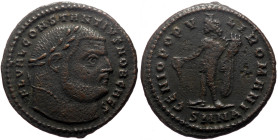 Constantius I (Caesar, 293-305) Nicomedia, 303-304
Obv: FL VAL CONSTANTIVS NOB CAES, Head of Constantius Chlorus, laureate, right
Rev: GENIO POPV-LI R...