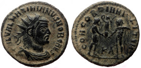 Galerius (305-311) AE Radiate (Bronze, 2.89g, 20mm) Cyzicus, 295-299. 
Obv: GAL VAL MAXIMIANVS NOB CAES, radiate, draped and cuirassed bust right 
Rev...