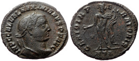 Galerius (305-311) AE (Bronze, 5.24g, 26mm) Heraclea
Obv: IMP C GAL VAL MAXIMIANVS P F AVG, laureate head right 
Rev: GENIO IMPERATORIS, Genius standi...