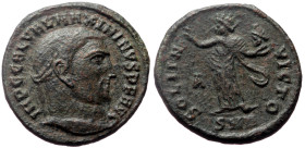 Maximinus II Daia (310-313) AE Follis (Bronze, 4.58g, 20mm) Nicomedia, 312. 
Obv: IMP C GAL VAL MAXIMINVS P F AVG, laureate head right 
Rev: SOLI INVI...