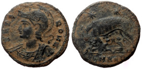 Constantine I The Great (307-337) Commemorative issue, AE Follis (Bronze, 2.00g, 17mm) Alexandria, 333-5 
Obv: VRBS ROMA Helmeted bust of Roma l., plu...