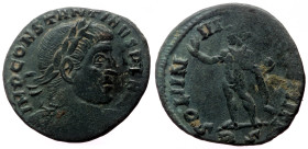 Constantine I The Great (307-337) AE Follis (Bronze, 2.46g, 18mm) Rome 
Obv: IMP CONSTANTINVS P F AVG, Leureate draped bust right 
Rev: SOLI INVI-CTO ...