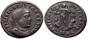 Crispus (Caesar, 316-326) AE Follis (Bronze, 20mm, 3.19g) Cyzicus
Obv: D N FL IVL CRISPVS NOB CAES, laureate draped & cuirassed bust right
Rev: IOVI...
