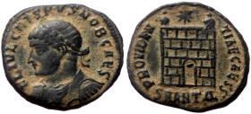 Crispus (Caesar, 316-326) AE (Bronze, 19mm, 3.01g). Antioch, 325-326. 
Obv: FL IVL CRISPVS NOB CAES, laureate and cuirassed bust left 
Rev: PROVIDENTI...
