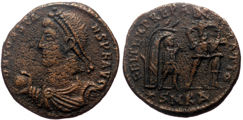 Constans (337-350). Follis. Cyzicus
Obv: D N CONSTANS P F AVG, Diademed, draped ...