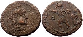 Valentinian II (375-392) AE majorina (Bronze, 20mm, 3.81g). unknow mint 
Obv: D N VALENTINIANVS P F AVG, helmeted, draped and cuirassed bust of Valent...