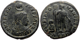 Arcadius (383-408) AE (Bronze, 4.57g, 23mm) Thessalonica.
Obv: D N ARCADIVS P F AVG, Pearl-diademed, draped and cuirassed bust right, holding spear an...