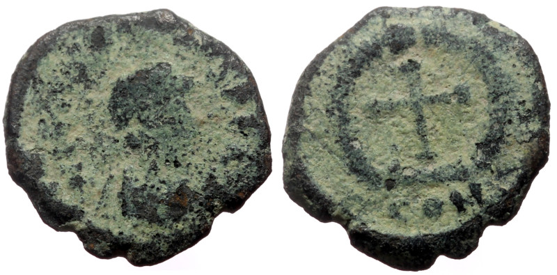 Theodosius II (402-450) AE Nummus (Bronze, 11mm, 0.72g) Constantinople mint 
Obv...