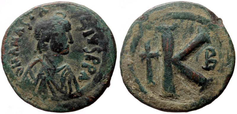 Anastasius I (491-518) AE Half Follis (Bronze, 8.95g, 23mm) Constantinople, 498-...